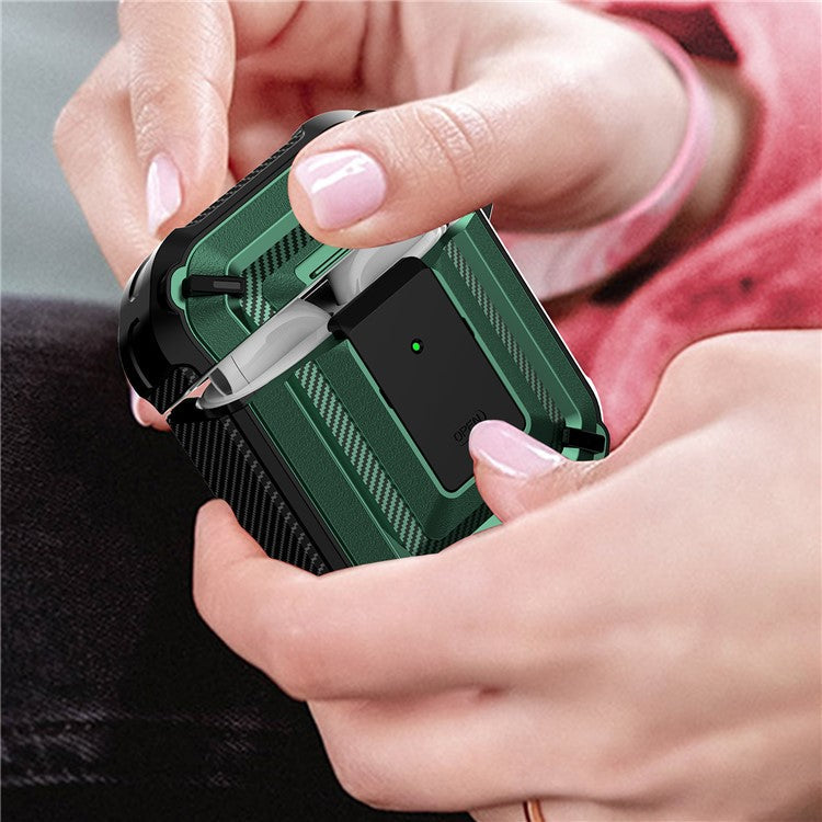 Anti-fall TPU+PC 2-in-1 Earphone Protective Case Cover with Lock/Buckle for Apple AirPods with Charging Case (2016)/(2019) / AirPods with Wireless Charging Case (2019) - Type 2