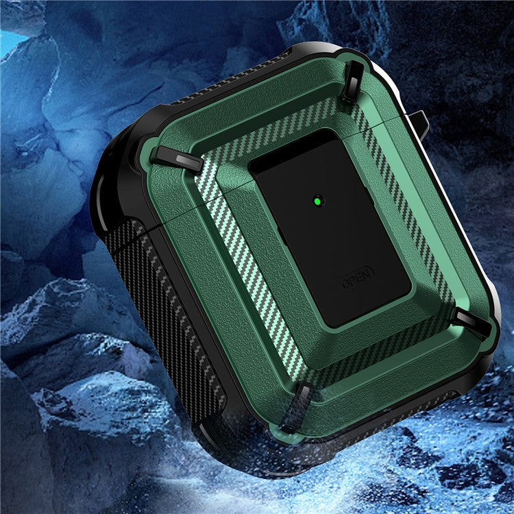 Anti-fall TPU+PC 2-in-1 Earphone Protective Case Cover with Lock/Buckle for Apple AirPods with Charging Case (2016)/(2019) / AirPods with Wireless Charging Case (2019) - Type 2