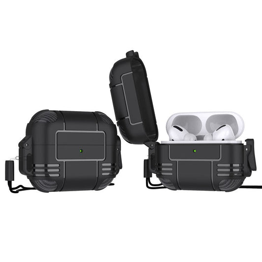 Stylish Bluetooth Earphone TPU Anti-drop Protective Cover Shell with Lanyard for AirPods Pro - Black