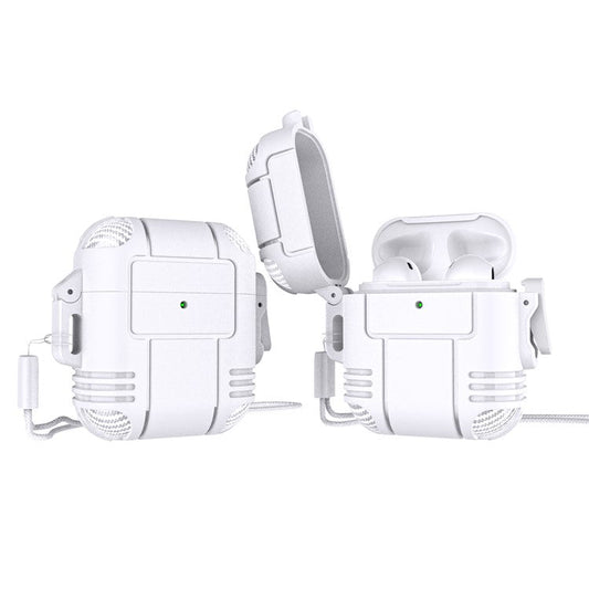 Robot Shape TPU Anti-drop Earbuds Case Protector Scratch Resistant Portable Earphone Charging Case Cover with Strap for AirPods 1/2 - White