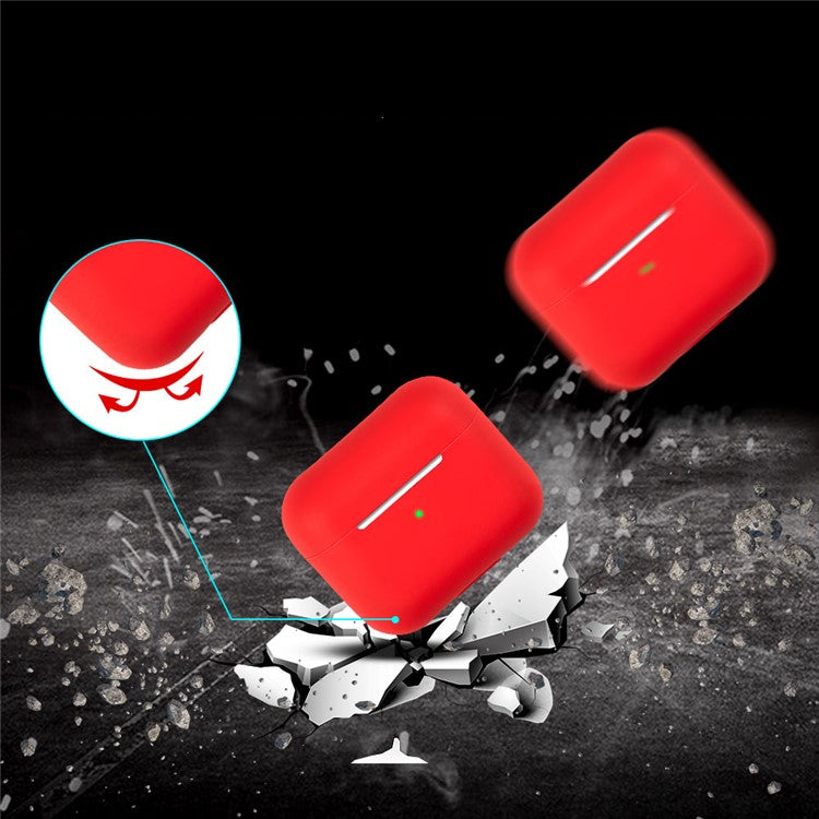 For AirPods 3 Solid Color Bluetooth Earphone Silicone Protective Case Cover - Red
