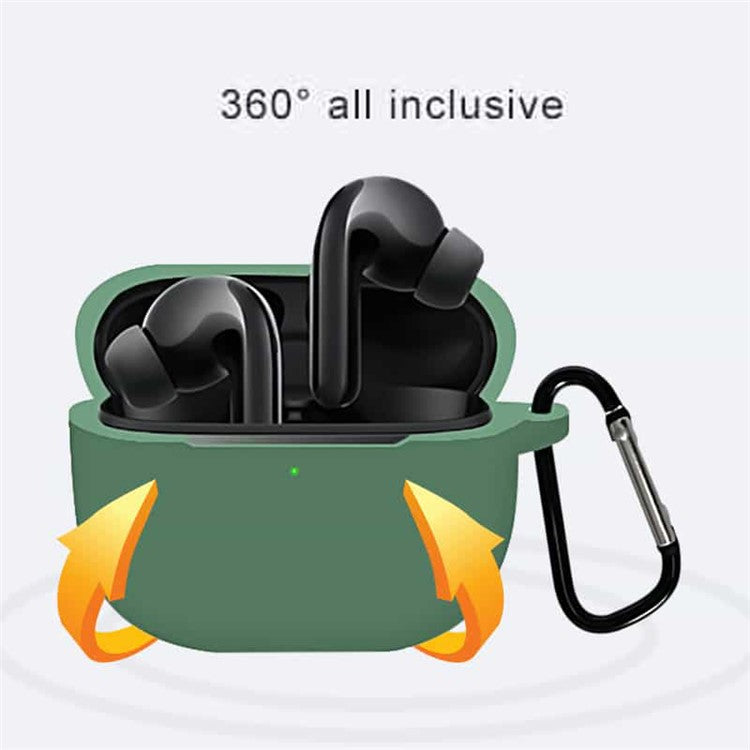 For Xiaomi FlipBuds Pro Soft Silicone Case Shock-Absorbing Protective Earphone Sleeve with Anti-loss Hook - Blackish Green