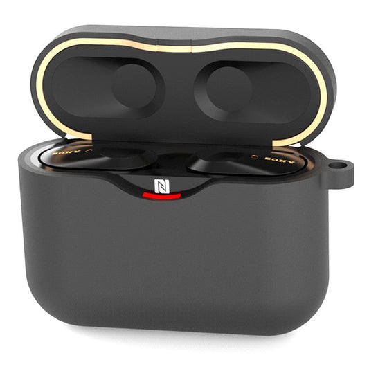 For Sony WF-1000XM3 Soft Silicone Earphone Case Anti-fall Earbuds Charging Box Protective Cover - Black