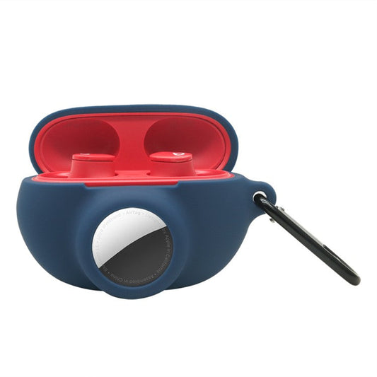 For Beats Studio Buds + AirTag 2 in 1 Protective Case Cover Portable Earbuds Soft Silicone Protector with Keychain - Midnight Blue