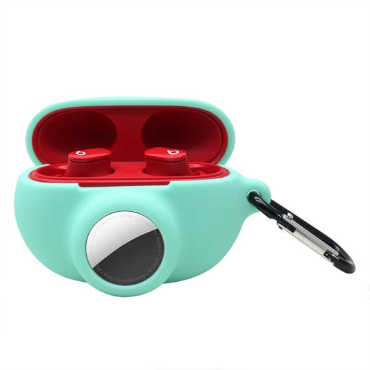 For Beats Studio Buds + AirTag 2 in 1 Protective Case Cover Portable Earbuds Soft Silicone Protector with Keychain - Light Green