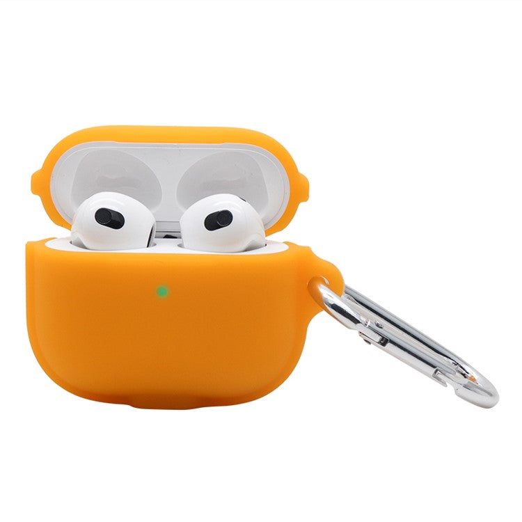 For Apple AirPods 3 Case Cover Portable Protective Case Earbuds Soft Silicone Protector with Keychain - Orange
