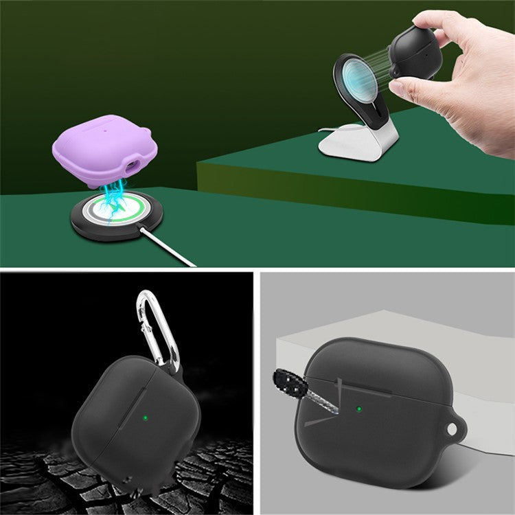 For Apple AirPods 3 Case Cover Portable Protective Case Earbuds Soft Silicone Protector with Keychain - Yellow