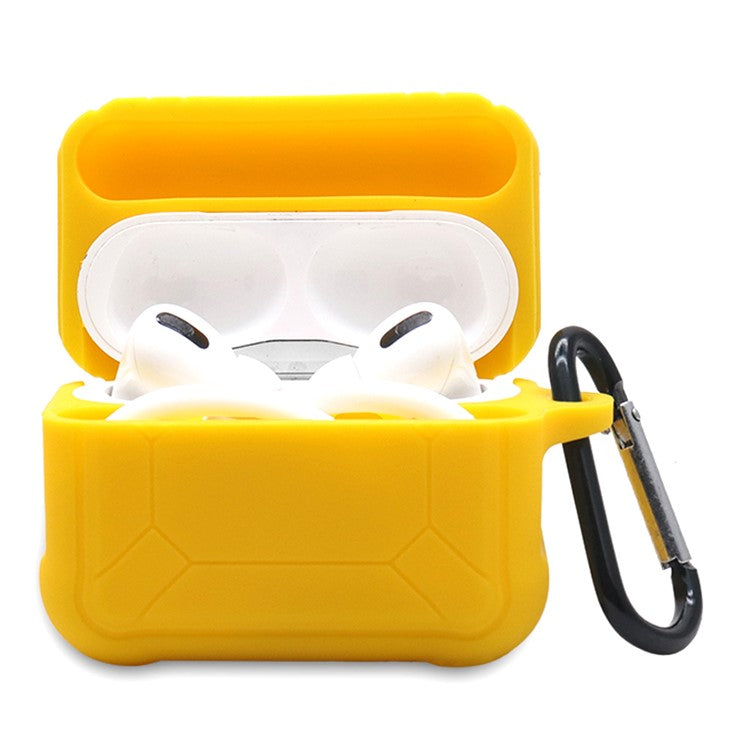 For Apple AirPods Pro 3-in-1 Silicone Protective Case + Ear-Hook + Anti-Lost Carabiner Protection Set - Yellow