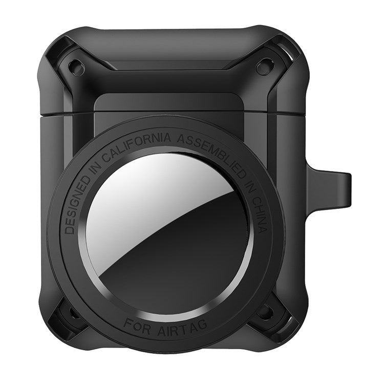 For Apple AirPods with Charging Case (2016)/(2019) / AirPods with Wireless Charging Case (2019) + for AirTag 2-in-1 Anti-drop Protective Cover Case - Black