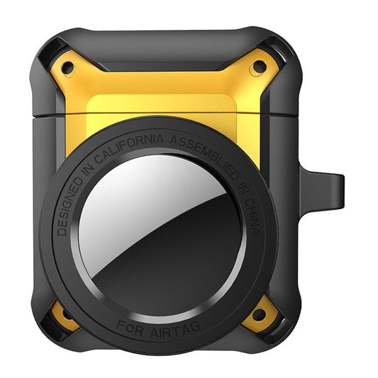 For Apple AirPods with Charging Case (2016)/(2019) / AirPods with Wireless Charging Case (2019) + for AirTag 2-in-1 Anti-drop Protective Cover Case - Light Yellow