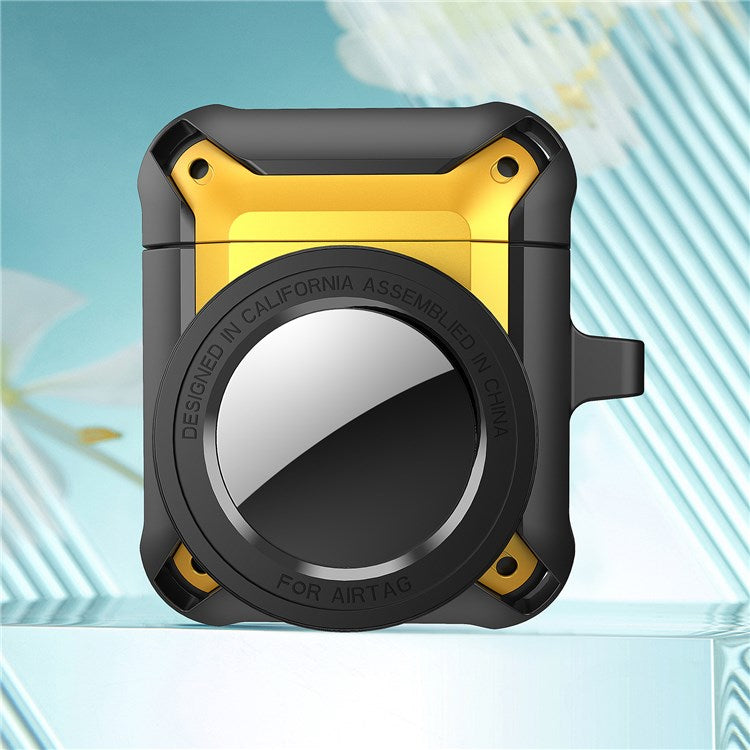 For Apple AirPods with Charging Case (2016)/(2019) / AirPods with Wireless Charging Case (2019) + for AirTag 2-in-1 Anti-drop Protective Cover Case - Light Yellow