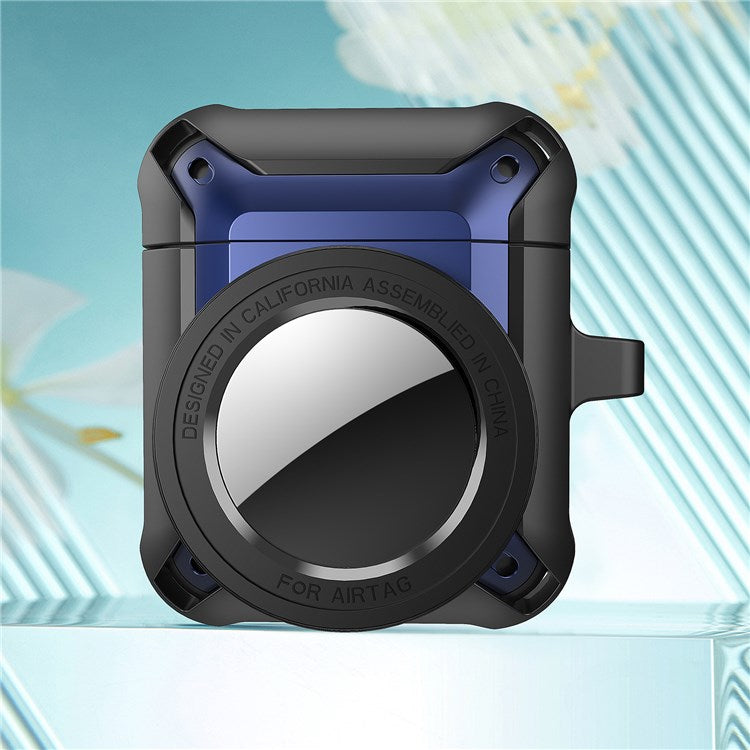 For Apple AirPods with Charging Case (2016)/(2019) / AirPods with Wireless Charging Case (2019) + for AirTag 2-in-1 Anti-drop Protective Cover Case - Blue