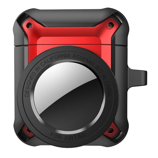For Apple AirPods with Charging Case (2016)/(2019) / AirPods with Wireless Charging Case (2019) + for AirTag 2-in-1 Anti-drop Protective Cover Case - Red
