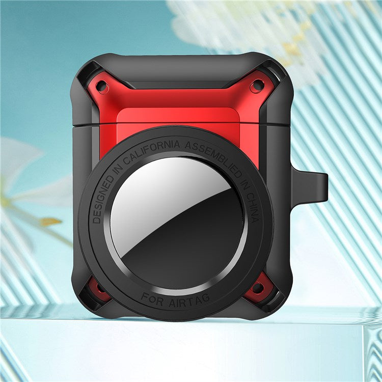 For Apple AirPods with Charging Case (2016)/(2019) / AirPods with Wireless Charging Case (2019) + for AirTag 2-in-1 Anti-drop Protective Cover Case - Red