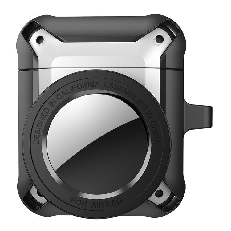 For Apple AirPods with Charging Case (2016)/(2019) / AirPods with Wireless Charging Case (2019) + for AirTag 2-in-1 Anti-drop Protective Cover Case - Silver