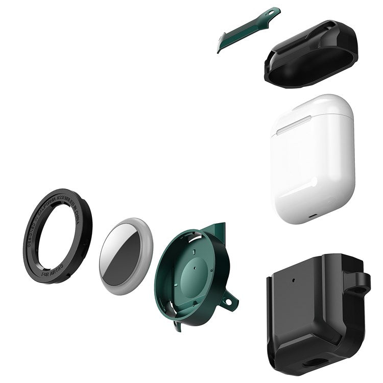 For Apple AirPods with Charging Case (2016)/(2019) / AirPods with Wireless Charging Case (2019) + for AirTag 2-in-1 Anti-drop Protective Cover Case - Silver