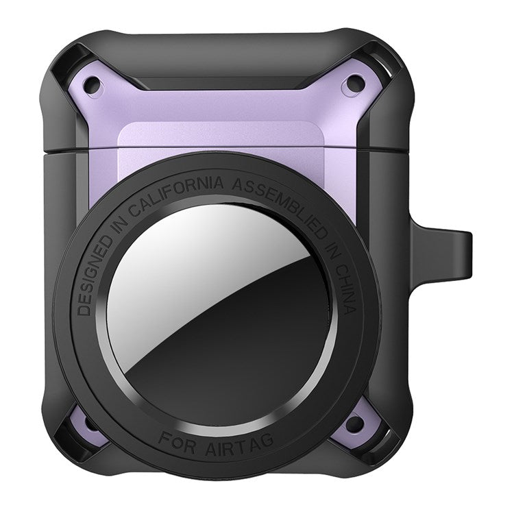 For Apple AirPods with Charging Case (2016)/(2019) / AirPods with Wireless Charging Case (2019) + for AirTag 2-in-1 Anti-drop Protective Cover Case - Purple