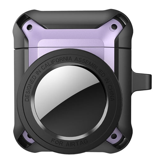 For Apple AirPods with Charging Case (2016)/(2019) / AirPods with Wireless Charging Case (2019) + for AirTag 2-in-1 Anti-drop Protective Cover Case - Purple