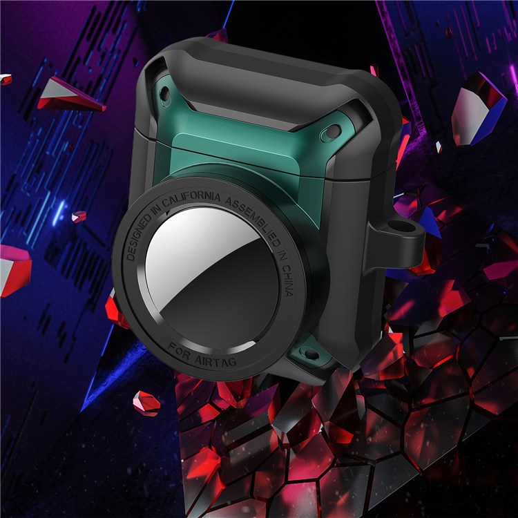 For Apple AirPods with Charging Case (2016)/(2019) / AirPods with Wireless Charging Case (2019) + for AirTag 2-in-1 Anti-drop Protective Cover Case - Purple