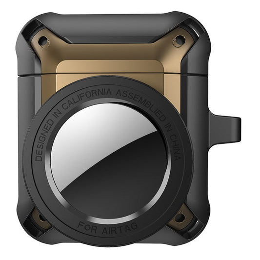 For Apple AirPods with Charging Case (2016)/(2019) / AirPods with Wireless Charging Case (2019) + for AirTag 2-in-1 Anti-drop Protective Cover Case - Yellow