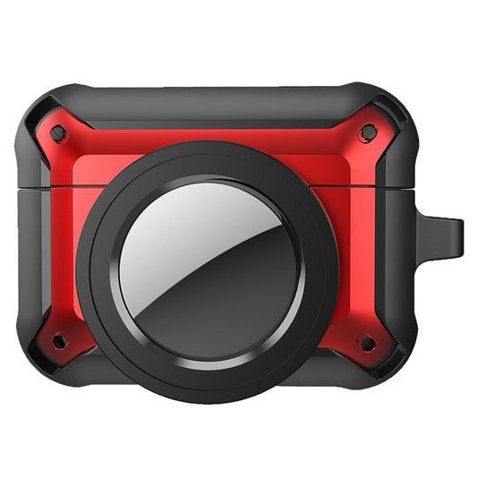 For Apple AirPods Pro + for AirTag Tracker Anti-drop Case Bluetooth Earphone Protective Cover - Red
