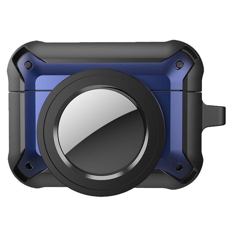 For Apple AirPods Pro + for AirTag Tracker Anti-drop Case Bluetooth Earphone Protective Cover - Blue