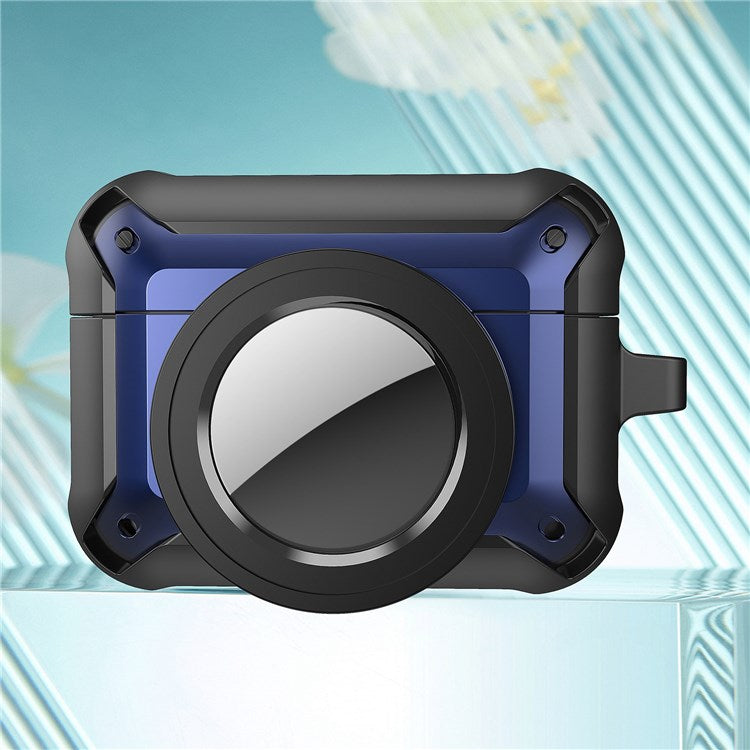 For Apple AirPods Pro + for AirTag Tracker Anti-drop Case Bluetooth Earphone Protective Cover - Blue