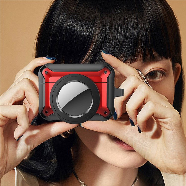 For Apple AirPods Pro + for AirTag Tracker Anti-drop Case Bluetooth Earphone Protective Cover - Purple