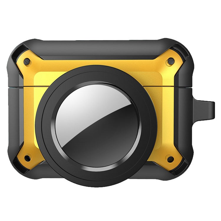 For Apple AirPods Pro + for AirTag Tracker Anti-drop Case Bluetooth Earphone Protective Cover - Light Yellow