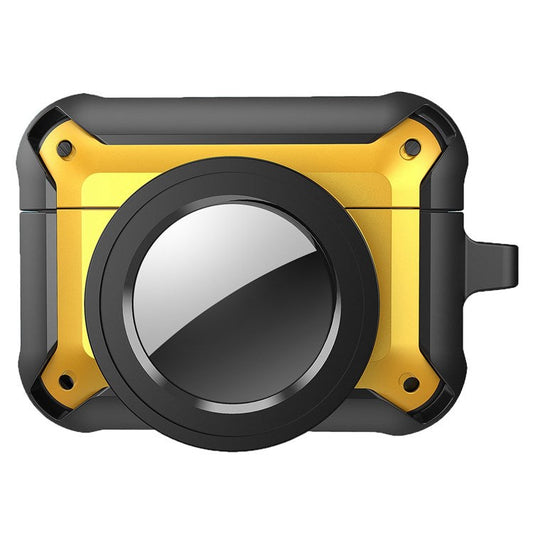 For Apple AirPods Pro + for AirTag Tracker Anti-drop Case Bluetooth Earphone Protective Cover - Light Yellow