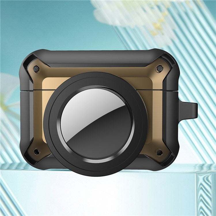 For Apple AirPods Pro + for AirTag Tracker Anti-drop Case Bluetooth Earphone Protective Cover - Yellow