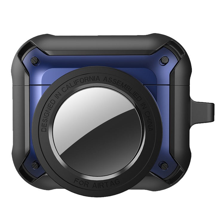 For Apple AirPods 3 Wireless Earphone + for AirTag Smart Tracker Protective Cover Drop-proof Dust-proof Case - Blue