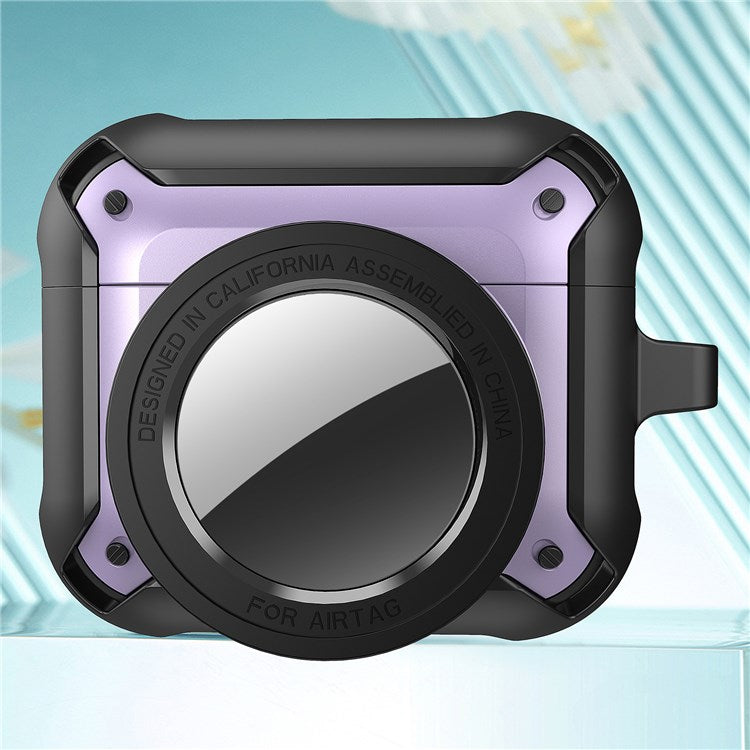 For Apple AirPods 3 Wireless Earphone + for AirTag Smart Tracker Protective Cover Drop-proof Dust-proof Case - Purple