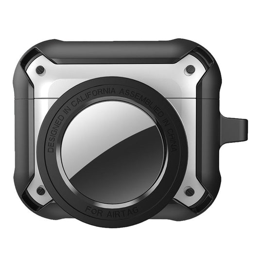 For Apple AirPods 3 Wireless Earphone + for AirTag Smart Tracker Protective Cover Drop-proof Dust-proof Case - Silver