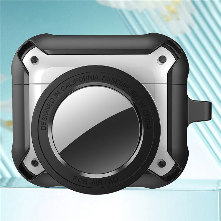 For Apple AirPods 3 Wireless Earphone + for AirTag Smart Tracker Protective Cover Drop-proof Dust-proof Case - Silver