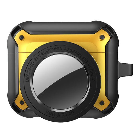 For Apple AirPods 3 Wireless Earphone + for AirTag Smart Tracker Protective Cover Drop-proof Dust-proof Case - Light Yellow