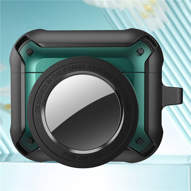 For Apple AirPods 3 Wireless Earphone + for AirTag Smart Tracker Protective Cover Drop-proof Dust-proof Case - Green