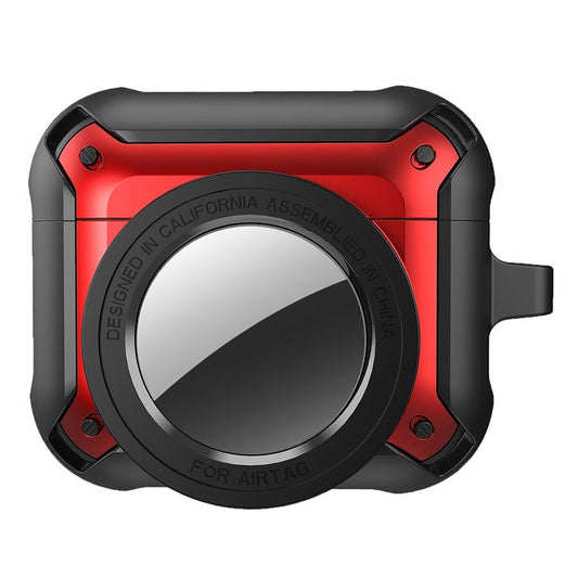 For Apple AirPods 3 Wireless Earphone + for AirTag Smart Tracker Protective Cover Drop-proof Dust-proof Case - Red