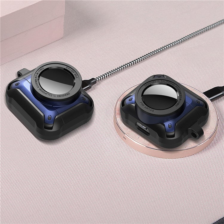 For Apple AirPods 3 Wireless Earphone + for AirTag Smart Tracker Protective Cover Drop-proof Dust-proof Case - Red