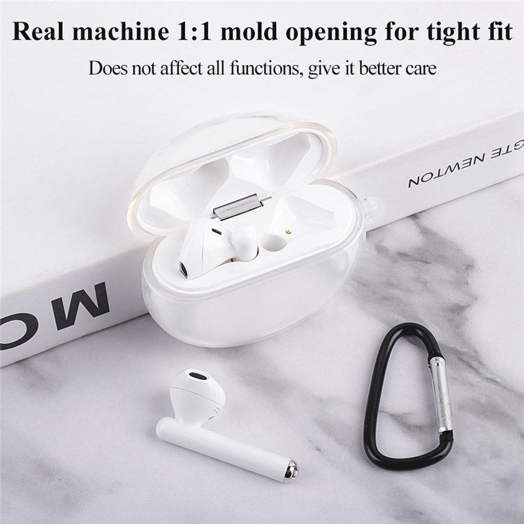 For Huawei FreeBuds 3 Earphone Charging Box TPU Case Transparent Protective Cover with Buckle