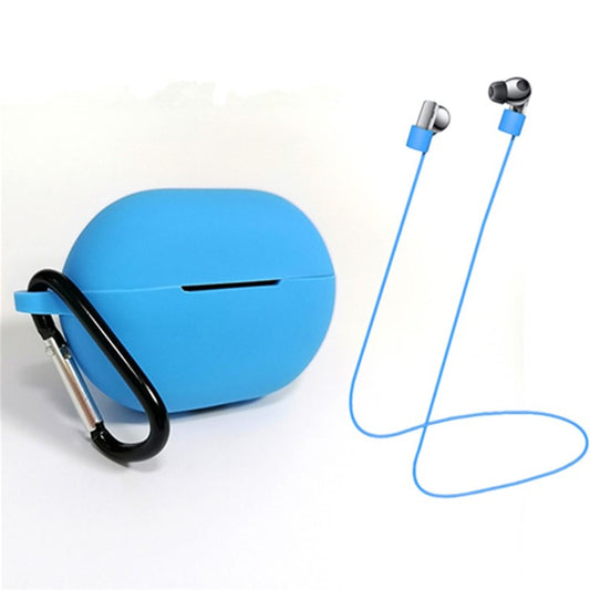 3Pcs/Set For Huawei Freebuds Pro Case Set Earbuds Soft Silicone Protective Kit with Neck Strap/Carabiner - Blue