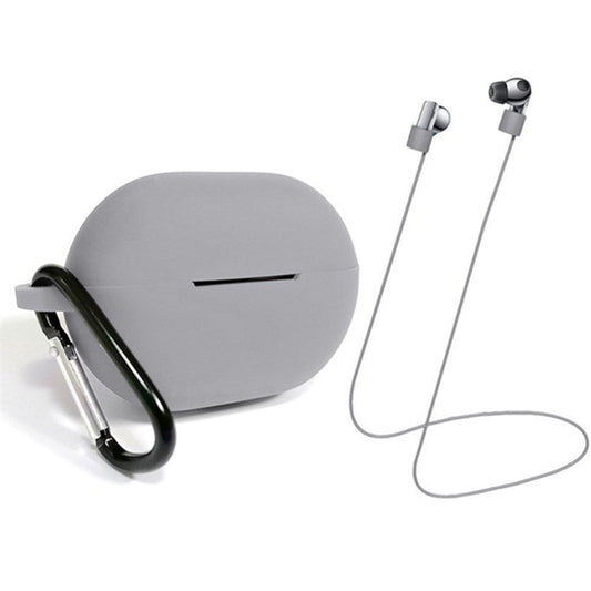 3Pcs/Set For Huawei Freebuds Pro Case Set Earbuds Soft Silicone Protective Kit with Neck Strap/Carabiner - Grey