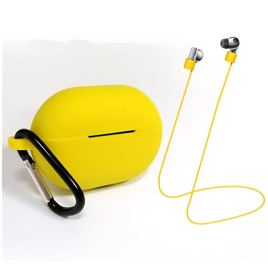 3Pcs/Set For Huawei Freebuds Pro Case Set Earbuds Soft Silicone Protective Kit with Neck Strap/Carabiner - Yellow