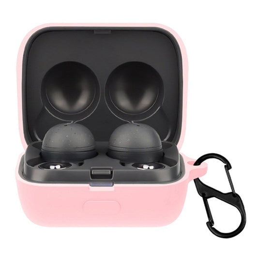 For Sony LinkBuds Earphone Silicone Case Solid Color Earbuds Charging Box Protective Cover with Buckle - Pink