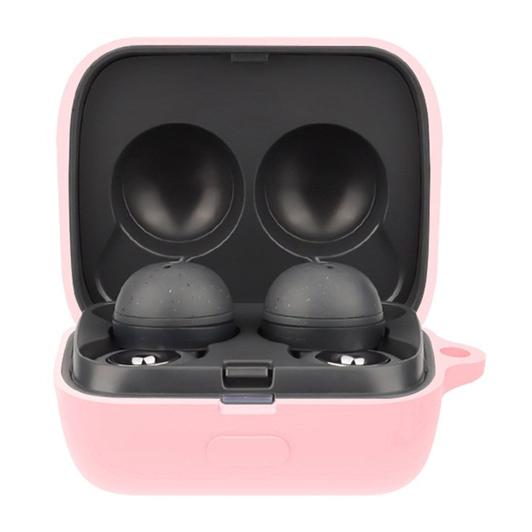 For Sony LinkBuds Earphone Silicone Case Solid Color Earbuds Charging Box Protective Cover with Buckle - Pink