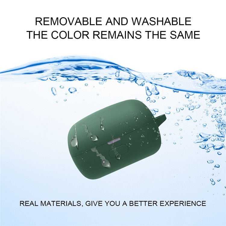 For Sony LinkBuds Earphone Silicone Case Solid Color Earbuds Charging Box Protective Cover with Buckle - Light Green