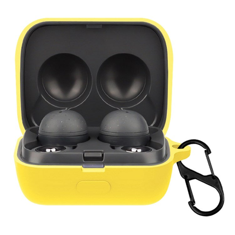 For Sony LinkBuds Earphone Silicone Case Solid Color Earbuds Charging Box Protective Cover with Buckle - Yellow