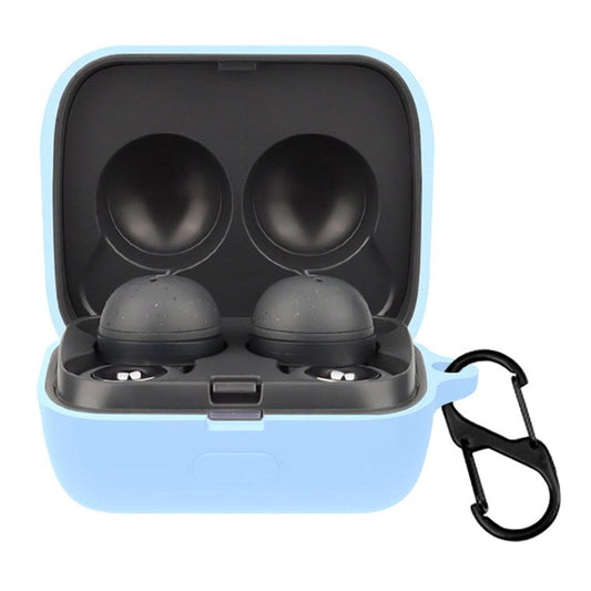 For Sony LinkBuds Earphone Silicone Case Solid Color Earbuds Charging Box Protective Cover with Buckle - Sky Blue