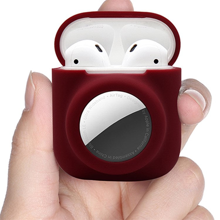 For AirPods with Wireless Charging Case (2019)/AirPods with Charging Case (2019)/(2016) + for AirTag 2-in-1 Silicone Protective Cover Case with Earphone Anti-lost Rope - Sky Blue/White Rope