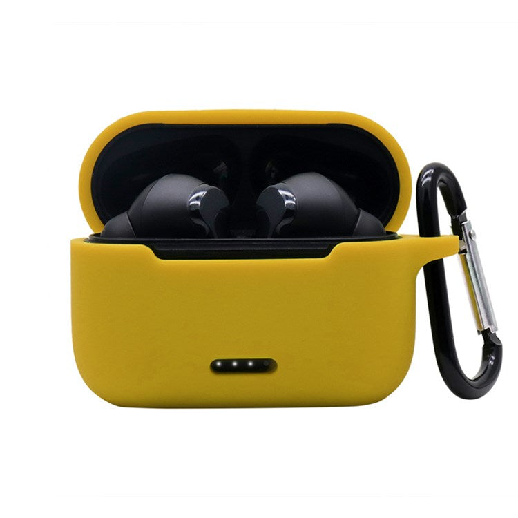 Anti-fall Silicone Case for TOZO NC2 Wireless Bluetooth Headphones Cover with Anti-lost Carabiner - Yellow